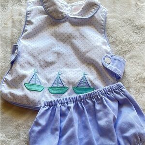 Sailboat Embroidered Diaper Cover Set